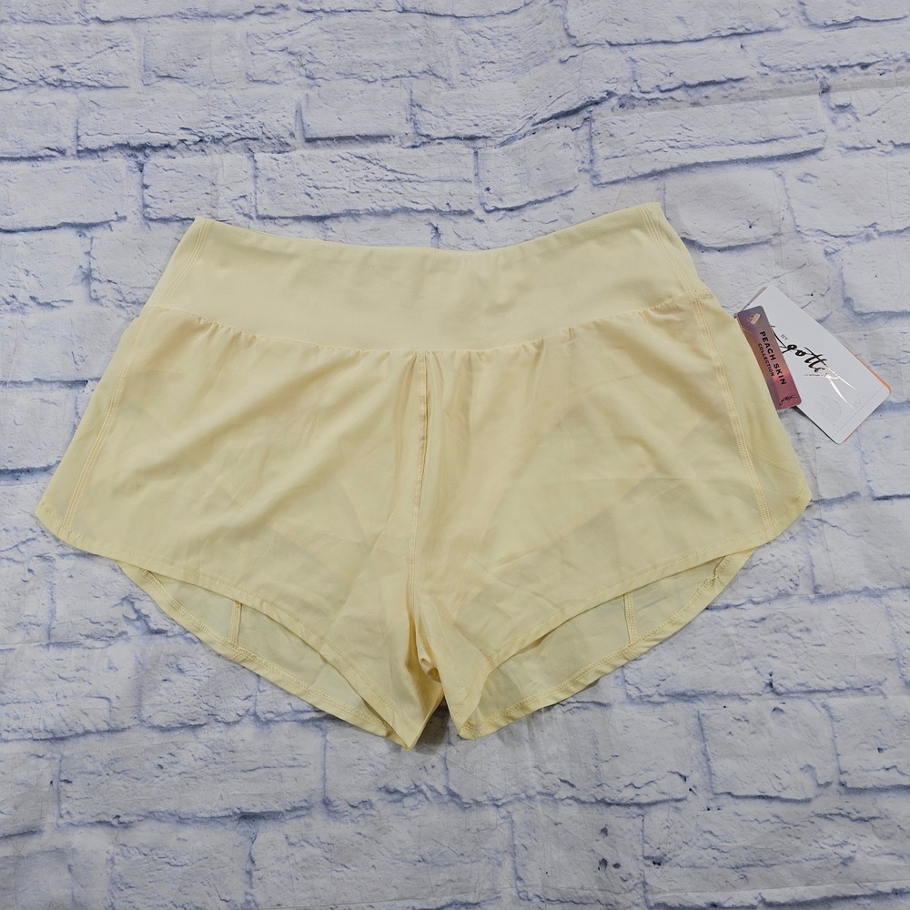 Gottex Active Shorts Women XL Lemon Ice Yellow Peach Skin Moisture Wicking